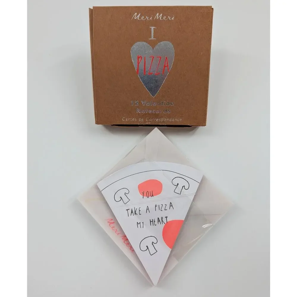 Meri Meri I love Pizza Valentine Notecards Set of 12 Cards
